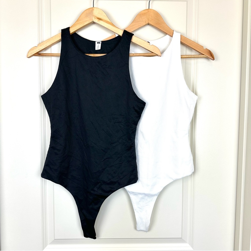 BP Black and White Basics Bodysuits set small ribbed high neck